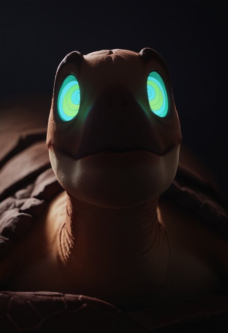 score_9, score_8_up, score_8_up, raw, (solo),
umigame, brown turtle, 
facing viewer, full body, on stomach, animal focus, dutch angle, no glasses, mouth open, (((kaa eyes))), suprise, glowing eyes, 
arcan3styl3v1, blurry background, depth of field, indoors, night, 43stl1ght1ng, low light, dramatic lighting, darkness, spotlight, eye lighting,