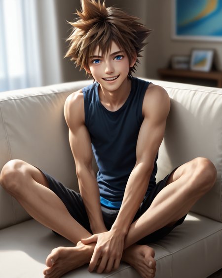score_9, score_8_up, score_7_up, intricate details, rating_questionable,
<lora:homri52:1>
,
<lora:Sora_KH_-_Pony2:0.8>, 1boy(sora, male focus, solo, blue eyes, brown hair, spiked hair,, looking at the viewer, solo, happy, 
full body, typical clothing, sitting on sofa) comfy living room,
highres,
detailed background, depth of field, 
<lora:ral-chrosc-clr:0.5>, ral-chrosc-clr,
<lora:Expressive_H:0.5>, Expressiveh,
<lora:xl_more_art-full_v1:0.3>,
<lora:add-detail-xl:0.3>,