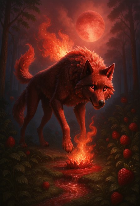 masterpiece, best quality,    strbrry, wolf,   <lora:StrawberryWorldMorph_IXL_v1:1.0>,
