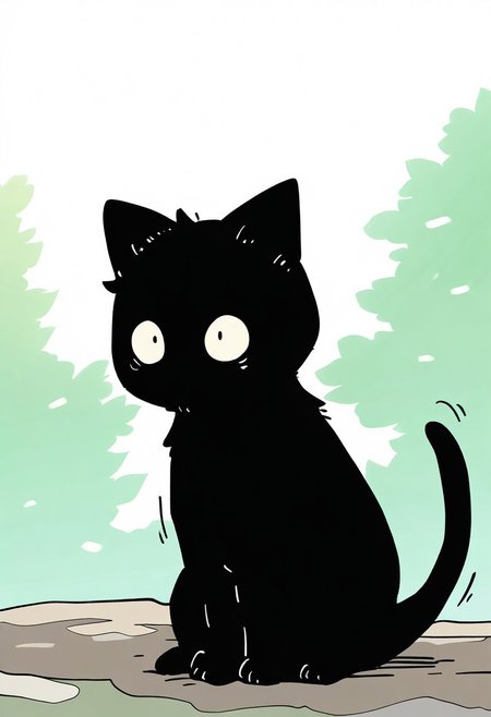 chii-kun \(seedyoulater\), naguru \(cyoroama\), 
very awa, masterpiece, highres, absurdres, newest, year 2024, year 2023, 
(cat:1.2), black cat, (no humans:1.1), scared, paws, fur, (cute:1.2), comfy, solo, scared, surprised,
tree branches, OO,
day, sunlight, sunrays,
