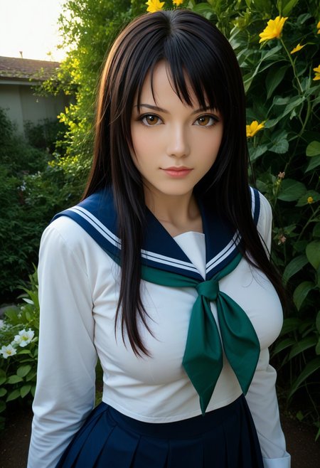 score_9, score_8_up, score_7_up, score_6_up, 
photo, 2000s nostalgia, cinematic, AdrianoStyle, flowers background, god rays, (1girl, wakoto,black hair,long hair,brown eyes, lips, school uniform, serafuku, white shirt, long sleeves, blue sailor collar, blue long skirt, green neckerchief, large breasts),
upper body, face focus, dynamic angle,cinematic angle,dutch angle,looking at viewer,standing split, leg up,rooftop,fence,sunset,, masterpiece,best quality, very aesthetic, absurdres, ultra detailed, high resolution, 4k, extremely detailed CG,Expressiveh
