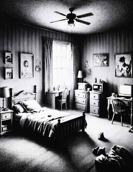 zavy-fzzgrfft, a bedroom, screentone
