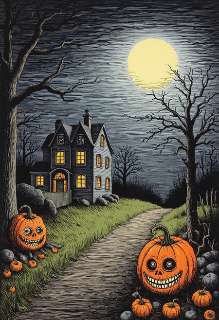 scary Halloween night by R. Crumb, r0b3rt_crum8