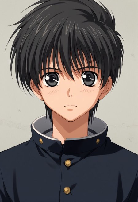 score_9, score_8_up, score_7_up, score_6_up, masterpiece, best quality, ,source_anime, Expressiveh, absurdres, 
//Fashion, 
//Background, school grounds, 
//Others, 1boy, male focus, solo male,
//Action, looking at viewer,
BREAK,
//Character,Yuuri, black hair, black eyes,