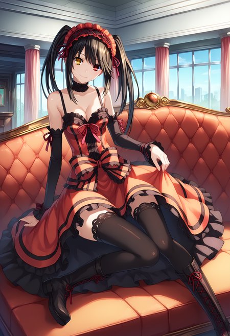 score_9, score_8_up, score_7_up, source_anime, 
BREAK
<lora:shiBackgroundV1-000010:1.0>
scenery, 
1girl, solo, 
 <lora:shiKurumiV2:1> kurdef, long hair, black hair, twintails, red eyes, yellow eyes, clock eyes, heterochromia, hairband, bare shoulders, detached sleeves, choker, red dress, cleavage, bow, black thighhighs, lace-up boots,
looking at viewer, happy, smile, head tilt, 
indoors, couch, science fiction,