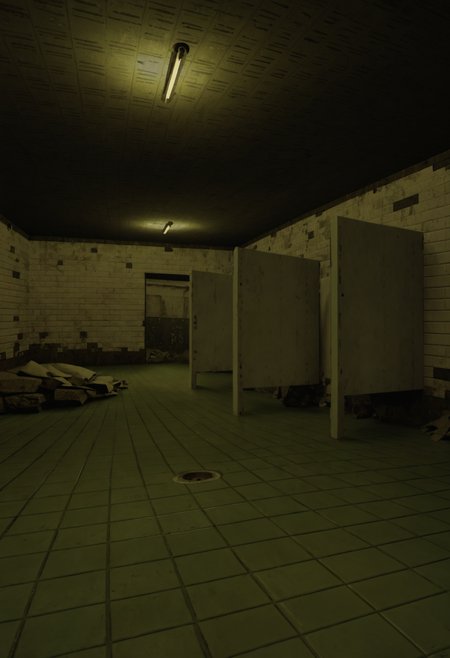 score_9, score_8_up, score_7_up, score_6_up,
BREAK
UUDC, indoors, horror \(theme\), dark, scenery, abandoned, underground, room, bathroom, concrete walls, tile walls, tile floor, fluorescent light, dim lighting, decayed, damaged walls, neglected, no humans, shadows, architecture, urban decay, bathroom stalls, broken tiles, rubble, drain cover, floor drain, shelf <lora:[Urban Liminal] Underground Construction Style Background_epoch_10:0.6>