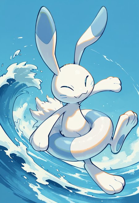 masterpiece, best quality, no humans,    zzWarabbit, wave, smile,    <lora:WarabbitPokedex_IXL:1.0>,