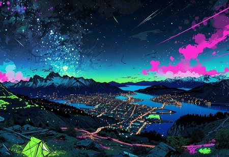 scenic landscape, (starry ht sky:1.16), irregular shattered luminous star clusters in sky, (stellar background:0.9), (high-resolution) (sharp details:0.85),} scenic view into endless darkness of sky (high resolution:1.22), (pui:0.01),  , 
(empty Fjord views), (wildflower meadow), (rusty plane remains), (scrambling boulders), (snow patches) )(RAW:1.11),(high resolution photograph:1.28),high definition,masterpiece, amazing quality, absurdres,   p3,s9