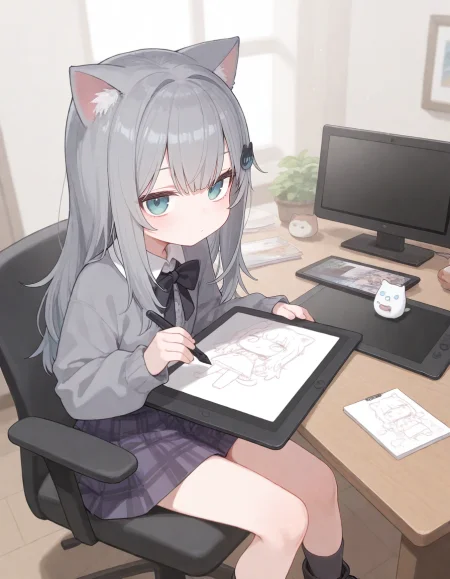 1girl, nachoneko, momoko \(momopoco\), sumiyao \(amam\), reel \(riru\), e-note, konnyaku \(kk-monmon\), ciloranko, ningen mame, wagashi \(dagashiya\), drawing tablet, 
very awa, very aesthetic, masterpiece, best quality, amazing quality, absurdres <lora:dj_sloppa_ill_v2:0.1> <lora:nyaliaXLNBVP1lokrV6311P:0.1> <lora:n_XLNBVP1lokrV6311P:0.2> <lora:ricotte2:0.2>  <lora:748cmXLNBVP1lokrV6311PZ:0.2>