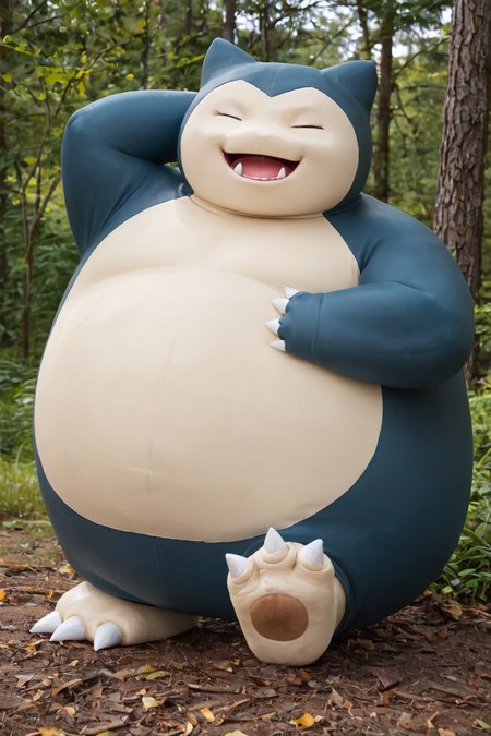 score_9, score_8_up, score_7_up, BREAK  snorlax, pokemon \(creature\), closed eyes, outdoors, solo, fangs, claws, full body, two-tone skin, pawpads, forest <lora:SnorlaxPony:1>
