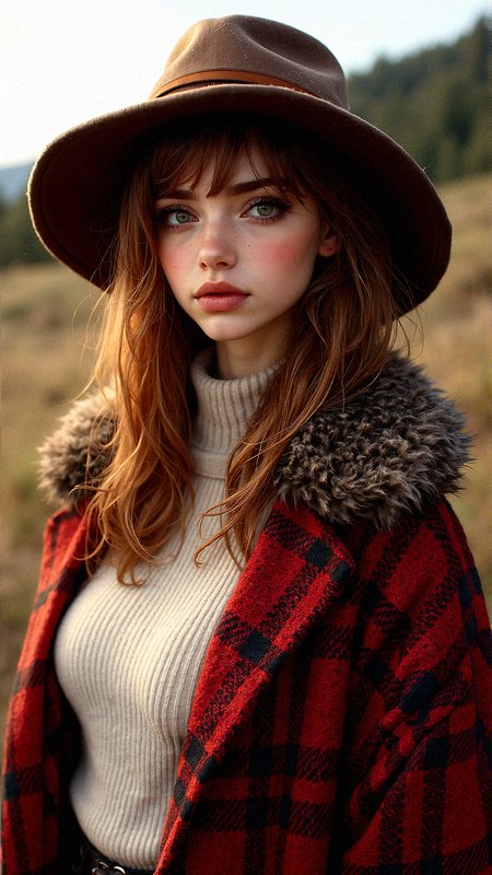 Woman in Fuzzy Hat and Oversized Sweater

Extreme emphasize on photorealistic, realistic detail, and background detail,
















