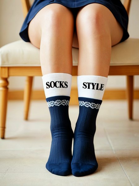 Fancy socks. Sign: (text: "Socks Style"). Sitting.

<lora:Socks01_CE_XL_300-OT:0.3> scksCE_style
<lora:TextTitle01a_CE_XL_300-OT:0.6> texttitle