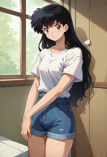 score_7, score_8_up, score_7_up, source_anime, 1girl, solo, looking at viewer, <lora:EPinKagumeSDXL-13:1.0>, EPinKagome, black hair, brown eyes, long hair, detailed background, poncho, denim shorts, cowboy shot, indoors, [living room|kitchen|bed room|classroom|bath room| train interior| car interior]