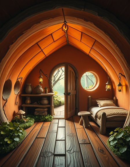 A highly detailed, realistic photograph of a tiny gnome house nestled at the base of an ancient oak tree, taken in soft morning light with a gentle mist hanging in the air. The house is crafted from natural materials: smooth stones form the lower walls, and curved wooden planks create a round, thatched roof with patches of moss and small wildflowers growing on top. Tiny circular windows with stained glass panels glow faintly from within, casting warm amber and green hues. A miniature wooden door with intricate carvings sits slightly ajar, surrounded by tiny lanterns that hang from delicate hooks, each softly glowing. Around the house, the forest floor is covered in dew-kissed clover, mushrooms of varying sizes and colors, and winding little cobblestone paths. In the background, tall ferns and oversized leaves tower, giving the scene an enchanted, hidden feel. Subtle rays of sunlight break through the canopy above, highlighting fine details with a dreamy, ethereal atmosphere. Hyper-realistic style, high-resolution, rich earthy tones, with an overall cozy and magical woodland vibe. No creatures or people, only nature and the charming architecture of the gnome's home.
<lora:SDXLFaeTastic2400:0.4> <lora:extremely_detailed:0.4> extremely detailed, <lora:tiny_gnome_h0us3-i:1>,tiny gnome h0us3, Masterpiece,best quality,hi res,8k,hi res,8k,award winning,(sharp focus, intricate, highly detailed),