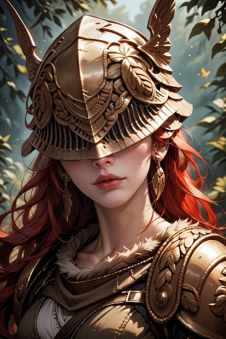 score_9, score_8_up, score_7_up, score_6_up
<lora:ERMalenia:1.0>
ERMalenia, 1girl, helmet, covered eyes, long hair, red hair, armor, looking at viewer, portrait