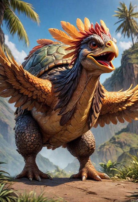 masterpiece, best_quality, ultra-detailed, very detailed, nsfw, shallow depth of field, (skin texture), (realistic texture skin), 
breathtaking, hyperrealistic, hyperdetailed, maximum fidelity, ultra high detail, ultra HD, Panavision Millennium DXL2 8k professional RAW photography gigantic rock chicken head and neck, turtle shell body, 2 legs, <lora:LoromXL_Druidic_Naturalism_v1:0.3>, luminous reflections, rtx on, subsurface scattering, dynamic hdr tone mapping, volumetric lighting, screenspace reflection, Physically-Based Rendering, Unity Wt environmental water
covered in druidic rock armor, luminous reflections, rtx on, subsurface scattering, dynamic hdr tone mapping, volumetric lighting, screenspace reflection, Physically-Based Rendering, environmental stone