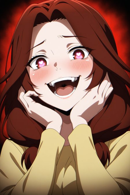masterpiece, best quality, amazing quality, very aesthetic, absurdres, ultra detailed,
<lora:il_contrast_slider_d1 (ЦВЕТ КАРТИНКИ):-0.8>
<lora:Alice Leywin:0.8> alice_leywin, 1woman,
open mouth, heart,
hands on own cheeks, hands on own face, crazy eyes, crazy smile, crazy, heart-shaped pupils, glowing eyes, symbol-shaped pupils, hand on own face, open mouth, glowing, blush, looking at viewer,,