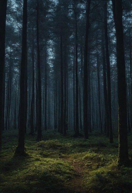 a night forest without