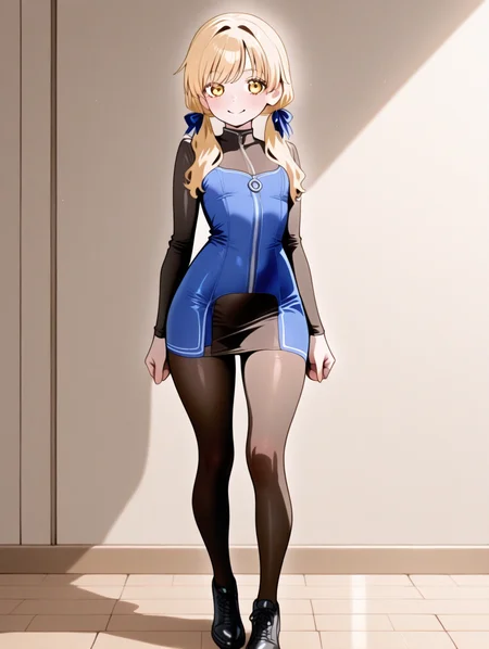 perfect quality,best quality,absolutely eye-catching,ambient occlusion,raytracing BREAK
1girl,<lora:SO3weruti IL v1.4:1>,SO3weruti,blonde hair,low twintails,hair ribbon,blue short dress,shoes,pantyhose,