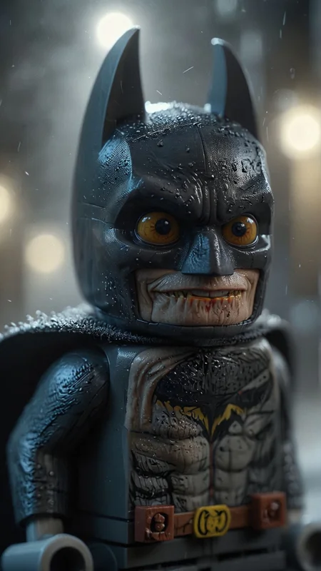 thumbnail, weird Lego batman ral-drp <lora:ral-drp:0.7>
many details, extreme detailed, full of details,
Wide range of colors., Dramatic,Dynamic,Cinematic,Sharp details
Insane quality. Insane resolution. Insane details. Masterpiece. 32k resolution.
   <lora:add-detail-xl:0.8>  <lora:Lego_Cinematic_Lora:1> Lego