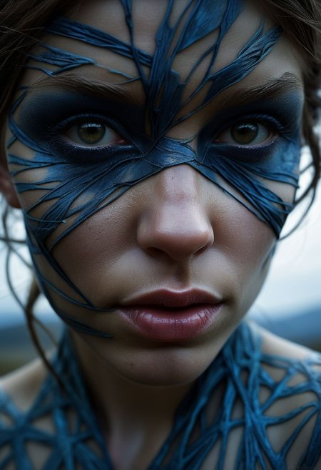 Close-up face, mysterious silhouette of a scottish woman in worn down clothing, goddess, alluring, by Minjae Lee, Carne Griffiths, Emily Kell, Steve McCurry, Geoffroy Thoorens, Aaron Horkey, Jordan Grimmer, Greg Rutkowski, amazing depth, double exposure, surreal, geometric patterns, intricately detailed, bokeh,  perfect balanced, deep fine borders, artistic photorealism , smooth,  great masterwork by Suiras  <lora:add-detail-xl:2>  <lora:Double_Exposure:0.5>
