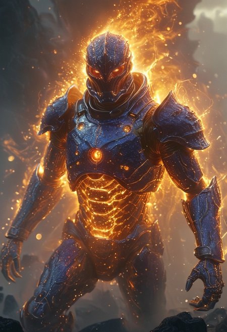 Astral Aura, (auralora:1.2), dark fantasy aesthetics, movie poster, centered composition, close-up photography by Geof Kern. portrait, (draconic theme:1.1) (glowing fiery eyes:1.05),  (mouth open:0.65), elemental fiery armored champion, [heavy armor:molten rock:2], covered in molten rock,  flowing lava, cracks, steam, dynamic pose,    obsidian in background,   cinematic cataclysmic atmosphere,. (Detailed face, detailed skin, skin texture, skin pores, (freckles:0.9)). (ethereal wisps and Sparks, dust particles, particle system:1.4). Gritty, raw, emotional, liminal fog, shimmering light. A mesmerizing blend of light and shadows. <lora:Aurastronger_SDXL:1>, astral, colorful aura, vibrant energy