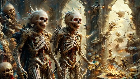 concept art . skeleton wizard casting a spell in a majestic court,  digital artwork, illustrative, painterly, matte painting, highly detailed <lora:bonex:0.8> bonex, bone, skeleton  <lora:gwmdetail_lora_r64_sdxl:0.8> GWMDetail <lora:xl_more_art-full_v1SDXL:0.6> <lora:MJ52:0.6> <lora:st1cky:1> st1cky detailed, st1cky people, c4r4, st1cky, stylized gore