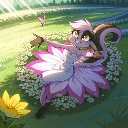 1girl,solo,furry,pink fur,tail,ears,source_furry,
,<lora:Viriathus_Vayu_illustrious:0.8>,
child, kid, 
butterfly, reaching out, outdoors, spring, flowers, smiling, gentle breeze, warm colors, soft shading, dreamy, nature, stands in a flower-filled meadow, reaching out with both hands to gently catch a butterfly. Her expression is full of wonder as the tiny creature flutters just beyond her grasp, bathed in soft sunlight