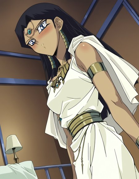 score_9, score_8_up, score_7_up, source_anime,
ishuzuishtar, <lora:ishuzu-ishtar-anime-ponyxl-lora-nochekaiser:1>,
ishuzu ishtar, blue eyes, dark skin, dark-skinned female, black hair,
dress, jewelry, armlet,
indoors, bed, bed room, on side, blush, drunk,
looking at viewer, dutch angle, cowboy shot,