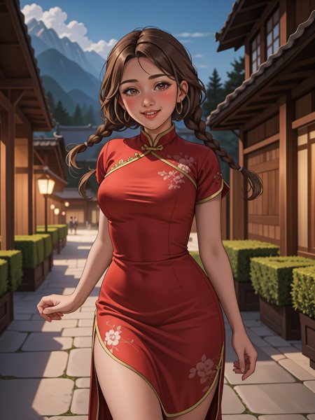 1girl, <lora:AromaStyle-V9:0.5>, brown eyes, light brown hair, twin braids, china dress, china, outdoors, village, 
masterpiece, best quality, intricate detail,  <lora:PAseer-SD15-LCM Quick:1>  <lora:emotion_happy_slider_v1:2> <lora:backlight_slider_v10:-1> <lora:weight_slider_v2:1>