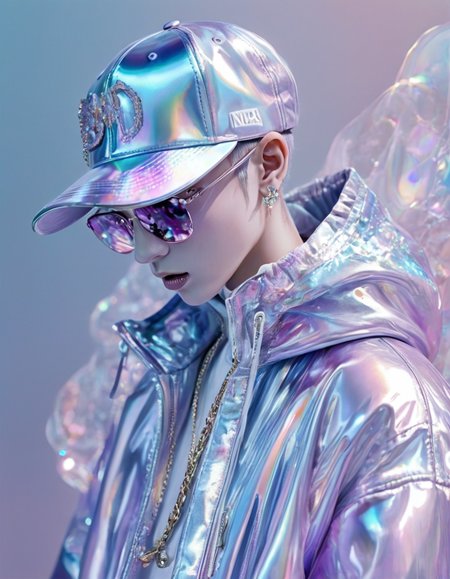 novuschroma84 style iridescent hip hop music  <lora:novuschroma84 style:1>