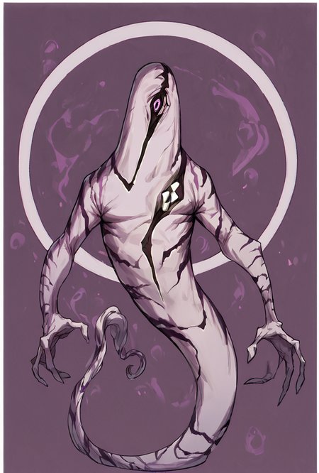 score_9, score_8_up, score_7_up,,  good quality ,, character focus, solo, , best quality , detailed background,  <lora:ghostfreak-05:1> ghostfreak, solo, no humans, purple eye, stripes, ghost, simple background, purple background, white borders,