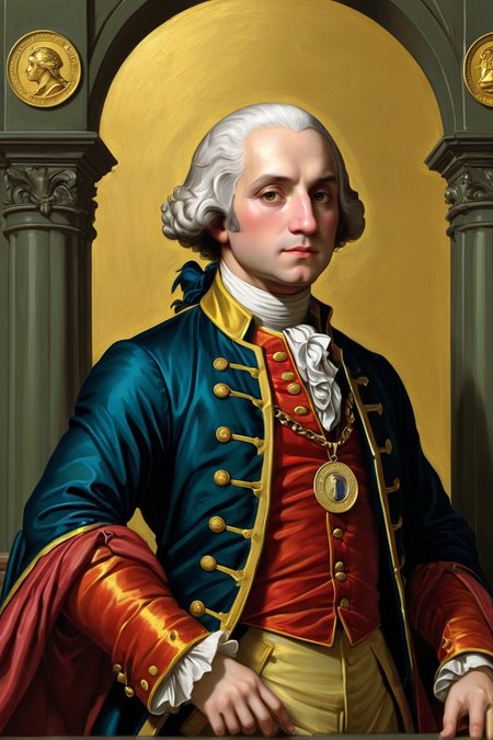 landscape,"a photorealistic colored pencil sketch of a distinguished George Washington wearing a gold chain around his neck with a small Doubloon coin attached as a necklace. This 4K HD image is Trending on Artstation, featured on Behance, well-rendered, extra crisp, features intricate detail and the style of Unreal Engine.", zPDXL2, Art painting by Mike Mignola and Caravaggio and Diego Fazio, ,, 
<lora:extremely_detailed:1> extremely detailed,
<lora:add-detail-xl:1.2>,
 <lora:tbh76-sdxl:0.15> Style of Mark Ryden,
 <lora:tbh117-sdxl:0.15> style of Sandro Botticelli, 
<lora:Wild_Anime_2025:0.7>,, Magic realism painting art style, surreal compositions, vibrant colors, blurs the line between reality and fantasy, Baroque art style, dynamic composition, dramatic lighting, rich colors, intricate details, professional-grade execution, captures the grandeur and theatricality of the Baroque period, oil painting art style from Renaissance period, masterful composition, Renaissance mood, renaissance oil painting, brush strokes