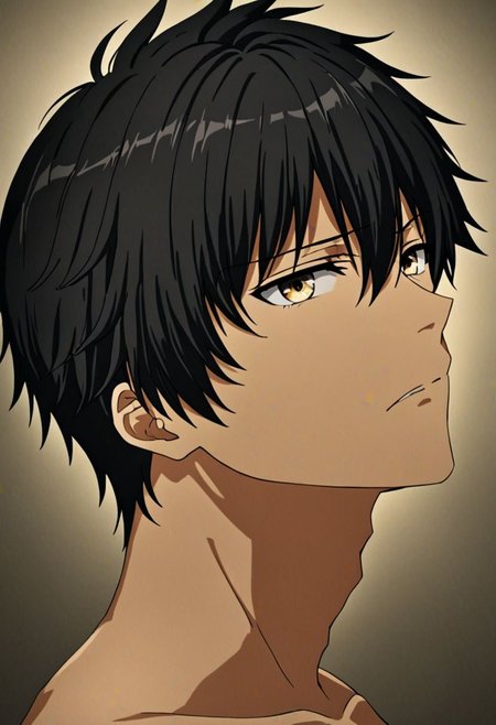 high resolution, solo, best quality, 1Boy, Seiya Kanie, black hair, short hair, thin, portraits, looking at viewer, focused gaze forward, upper body, head upright, neutral expresion, OverallDetail