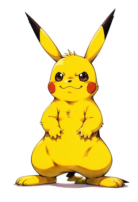 best quality, newest, absurdres, highres, (masterwork, masterpiece, best quality, hyper-detailed :1.3), 

pikachu, 

,white background, plain background, ff7,