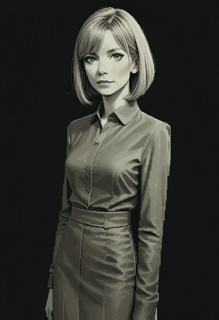 score_9, score_8_up, 
green theme, monochrome, pixel, source_anime, bold lines, flat colors,
very aesthetic, Expressiveh, belatricepamford, medium breasts, formal clothes, (skinny:0.3)