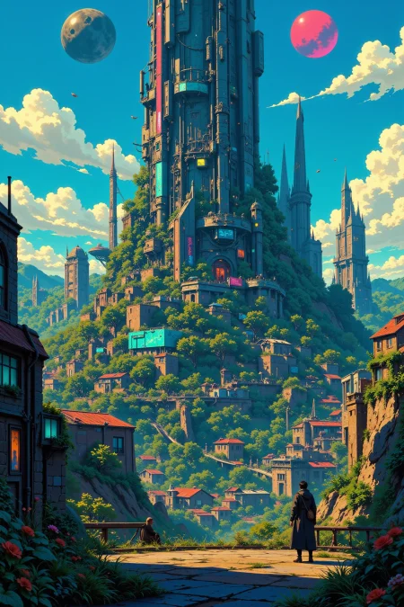 a cyberpunk society with great sci-fi buildings beautiful landscape, morning, woman, very intricate, very detailed, sharp, bright, colorful, <lora:Hand v2:0.5> <lora:Anti-Blur:1><lora:Insane Detail Slider:0.25>  <lora:flux.1_lora_flyway_Epic-detail_v2:0.3> <lora:fluxenhancer:0.25> <lora:ROWER:0.6> <lora:flux-charmer-v1-1:0.4>>  <lora:Anime_style:0.8> anime style