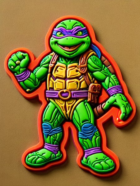 Teenage Mutant Ninja Turtles, Donatello, full body, coutout <lora:ral-rubberpatch:1> ral-rubberpatch