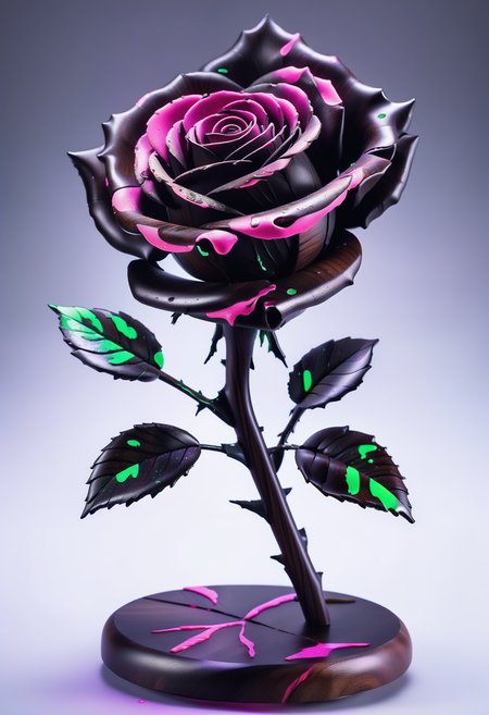 a rose made out of reij-bnysplsh <lora:ebonysplash-000005:1>