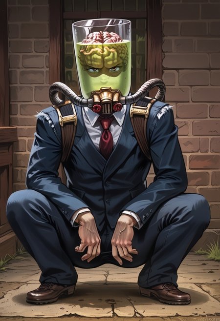 Detailed, masterpiece,  lioncom,  dhfred , Gopn1k, squat, 1boy , solo