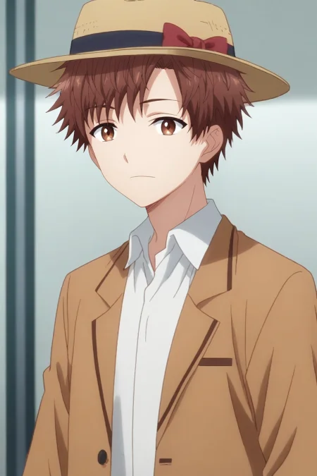 score_9, score_8_up, score_7_up, , rating_safe, , anime screencap, anime coloring, official style, looking at viewer, depth of field, 1boy, solo, male focus, <lora:itsuki_akazawa_pony:0.8>, itsuki_akazawa, brown hair, brown eyes, short hair, bangs, , , fedora, <lora:sdxl_lightning_8step_lora:1>