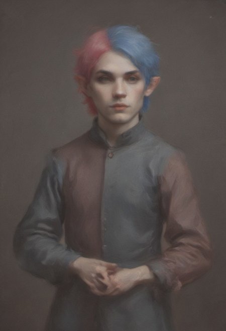 Blue skinned sea elf with pink hair