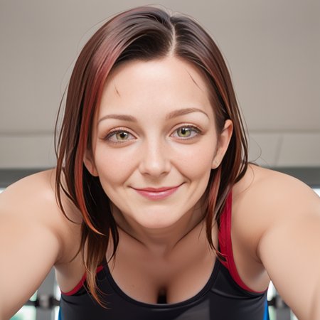 score_9, score_8_up, score_7_up, score_6_up, 
gym, 
BREAK
1girl, solo, close-up, face focus, mature female, red hair, yellow eyes, light smile, looking at viewer, 
 <lora:woman_consistency_v2-loha-000500:0.7>