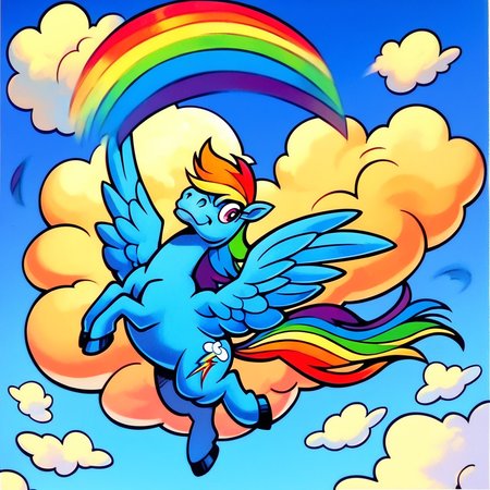 score_9, score_8_up, score_7_up, score_6_up, score_5_up, score_4_up, BREAK
Rainbow Dash Horse, hoers, solo, full body, official nintendo artwork, blue body, flying in a blue sky with clouds, simple background, side view, looking at you <lora:mario_universe-v6_pdxl:1.0>