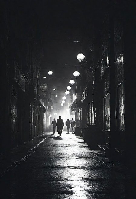 cinematic photo dark photo of a dangerous city street   <lora:Into_Darkness:1>, 35mm cinematic , film, bokeh,  professional, 4k, highly detailed, 35mm photograph, film, bokeh,  professional, 4k, highly detailed