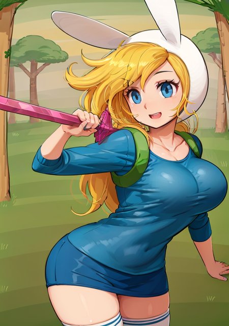 (Fionnawaifu:1), cute, big breasts, looking at viewer, :D, solo, sword, fake bunny ears,

(realistic:1.2), (realism), (masterpiece:1.2), (best quality), (ultra detailed), (8k, 4k, intricate),(full-body-shot:1),(Cowboy-shot:1.2), (85mm),light particles, lighting, (highly detailed:1.2),(detailed face:1.2), (gradients), sfw,

(detailed ladscape, forest, vegetation:1.2),(detailed background),detailed landscape, (dynamic angle:1.2), (dynamic pose:1.2), (rule of third_composition:1.3), (Line of action:1.2), wide shot, solo,

<lora:fionnaADT_character-20:0.8>