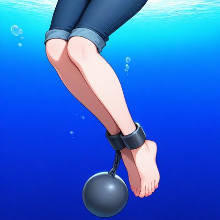 [Discontinued - Datasets Available] Kettlebell Underwater (Ball and Chain Restraint/Iron Ball) - Illustrious/Pony