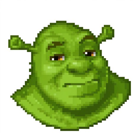 pixel, simple background, white background
(shrek, green skin:1.1), ogre, upper body