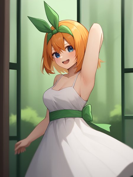 score_9,score_8_up,score_7_up,<lora:go-toubun_no_hanayome_5girl:1>,1girl,nakano_yotsuba,white_dress,
