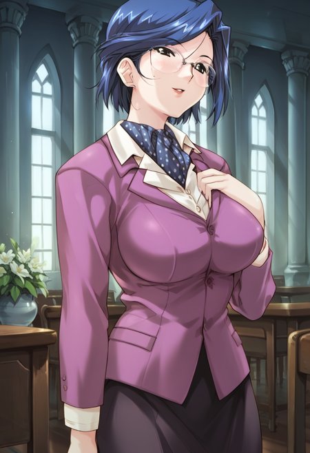 score_9, score_8_up, score_7_up, score_6_up, score_5_up, score_4_up, masterpiece, best quality, BREAK,
1girl, indoors, mansion, <lora:Koromogae_Touko_Boin:1> touko, glasses, blue hair female, short hair, large breasts, suit,